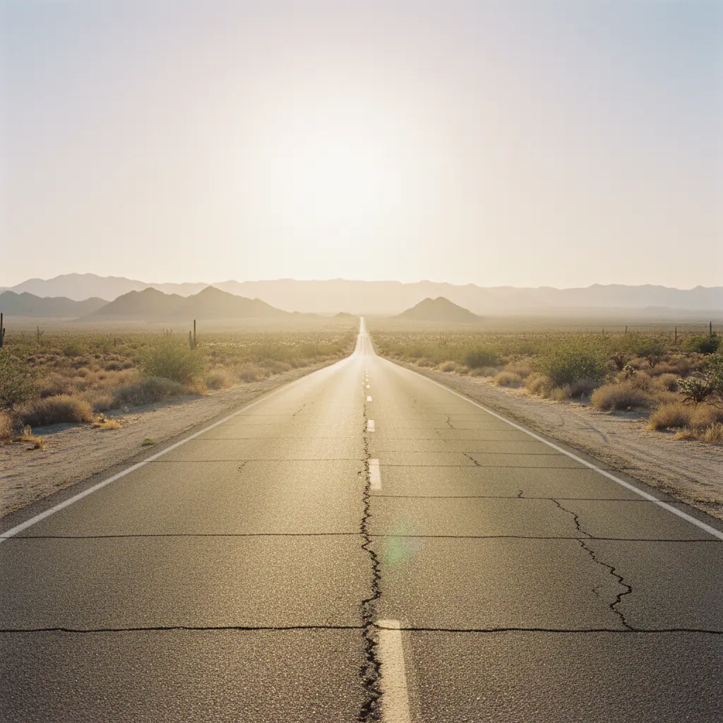 Long straight desert road